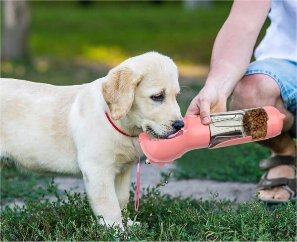 Pet Water Portable Bottle Feeder Bowl Garbage 3 In 1