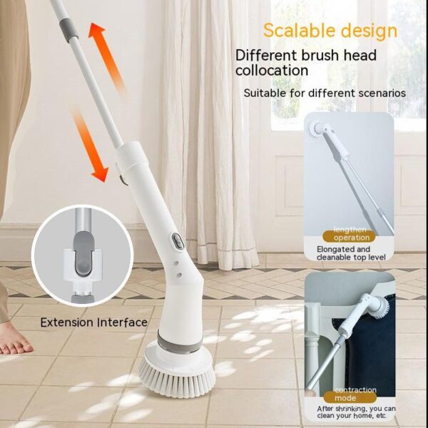 Electric Scrubber Cleaning Wall Long Handle Elbow Telescopic Multifunction Cleaning Brush - Image 10