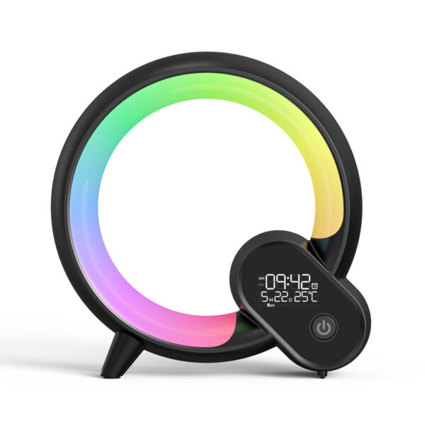 Creative Q Light Digital Display Alarm Clock Bluetooth Audio Intelligent Wake-up Colorful Atmosphere Light - Image 7