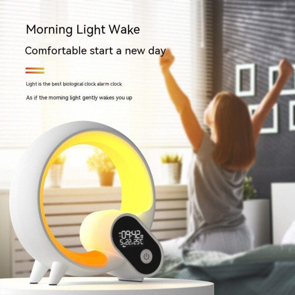 Creative Q Light Digital Display Alarm Clock Bluetooth Audio Intelligent Wake-up Colorful Atmosphere Light - Image 4